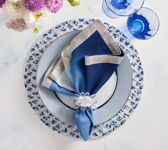 Rush Placemat in White & Blue Set of 2 by Kim Seybert at Fig Linens and Home View 4