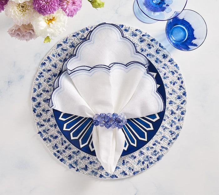 Rush Placemat in White & Blue Set of 2 by Kim Seybert at Fig Linens and Home View 5