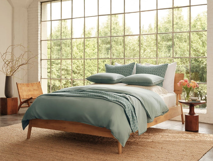 Coyuchi Sage Organic Crinkled Percale Duvet at Fig Linens and Home - Lifestyle 1