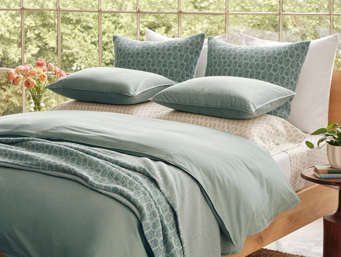 Coyuchi Sage Organic Crinkled Percale Duvet at Fig Linens and Home - Lifestyle 2