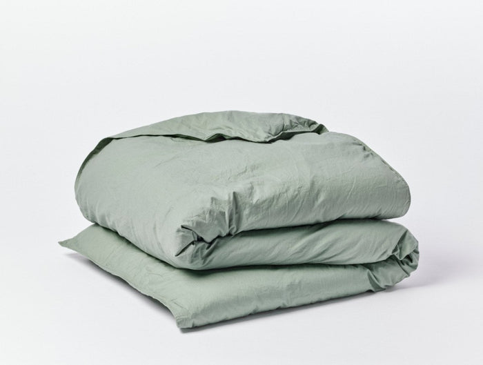 Duvet Cover - Coyuchi Sage Organic Crinkled Percale Duvet at Fig Linens and Home