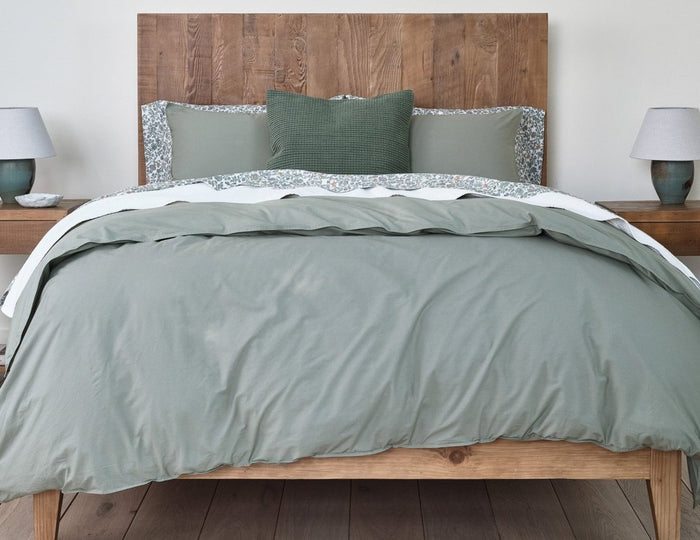Coyuchi Sage Organic Crinkled Percale Duvet at Fig Linens and Home - Lifestyle 6