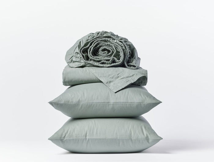 Sage Organic Crinkled Percale Sheet Sets by Coyuchi at Fig Linens and Home