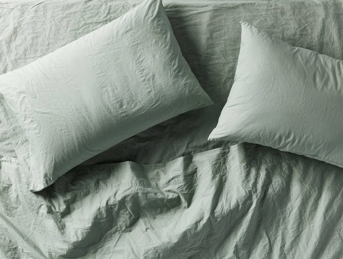 Pillowcases - Sage Organic Crinkled Percale Sheets by Coyuchi at Fig Linens and Home - View 1