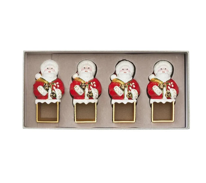 Santa Red/White Napkin Ring Detail 3 | Kim Seybert at Fig Linens and Home