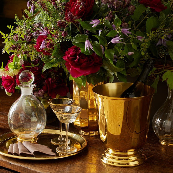 Sophia Crystal Coupes Set of Two by AERIN at Fig Linens and Home - Lifestyle View with Decanter