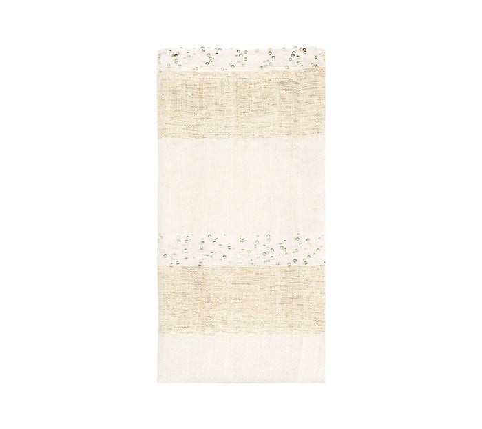 Spectra Napkin in White & Gold, Set of 4 by Kim Seybert WHITE/GOLD 21" L x 21" W x .1" H at FIG LINENS AND HOME 1