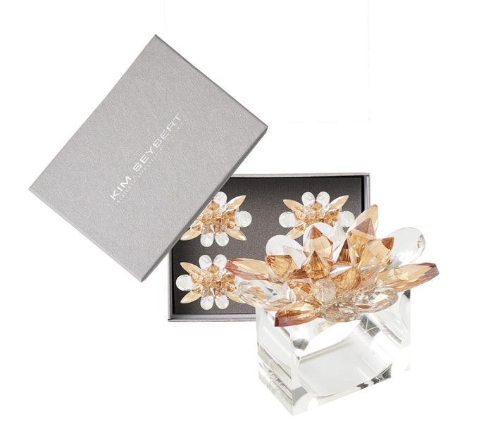 Spectra Napkin Ring in Champange & Crystal, Set of 4 in a Gift Box CHAMPAGNE/CRYSTAL 2.8" L x 2.2" W x 2.4" H at FIG LINENS AND HOME 3