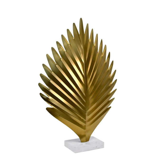 Sprig Large Antique Brass Leaf Sculpture by Worlds Away 23.2" H x 5.9" W  x 15.4" D Antique Brass and White at FIG LINENS AND HOME 2