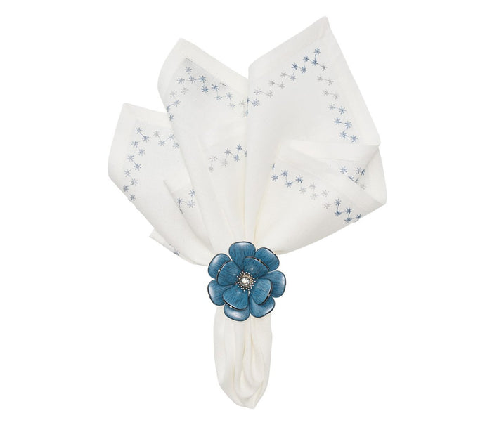Starry Night Napkin in White & Blue, Set of 4 Kim Seybert at Fig Linens and Home - 28