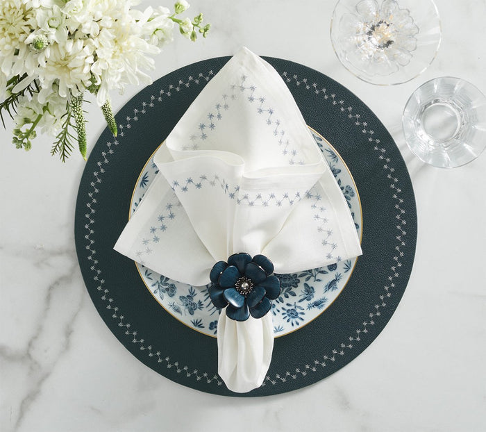 Starry Night Napkin in White & Blue, Set of 4 Kim Seybert on Starry Night Placemat