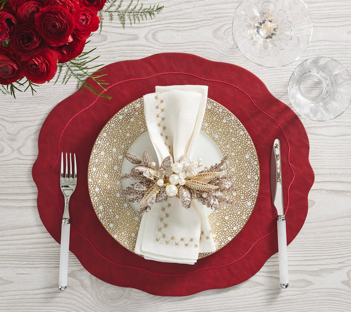 Starry Night Napkin in White & Gold, Set of 4 Kim Seybert at Fig Linens and Home - Lifestyle View