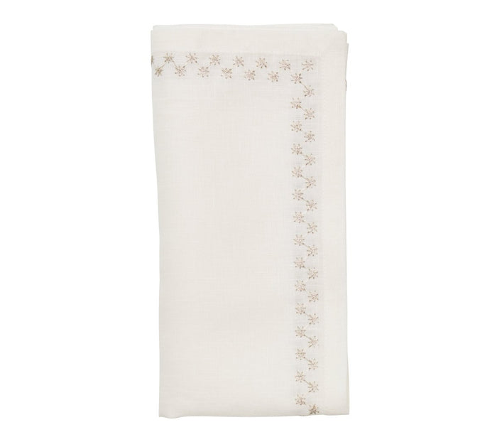 Starry Night Napkin in White & Silver, Set of 4 Kim Seybert at Fig Linens and Home - 38