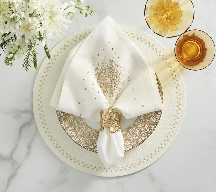 Starry Night Placemat in White & Gold, Set of 4 Kim Seybert at Fig Linens and Home - 25