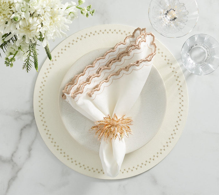 Starry Night Placemat in White & Gold, Set of 4 Kim Seybert at Fig Linens and Home - 26