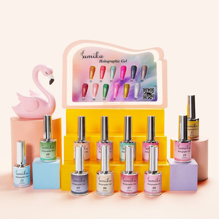 Sumika Holographic Gel (Set 12 pcs) - Angelina Nail Supply NYC