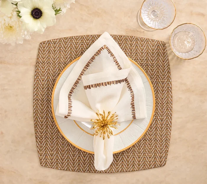Sunflare Gold Napkin Ring Detail 3 | Kim Seybert at Fig Linens and Home