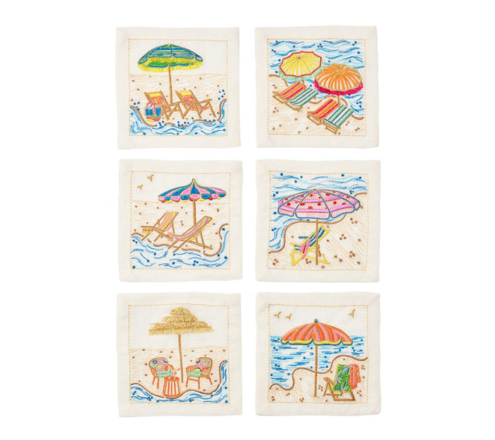 Sunny Isles Cocktail Napkins Set of 6 in a Gift Box by Kim Seybert WHITE/MULTI 6"L x 6"W x 0.1"H at FIG LINENS AND HOME 2