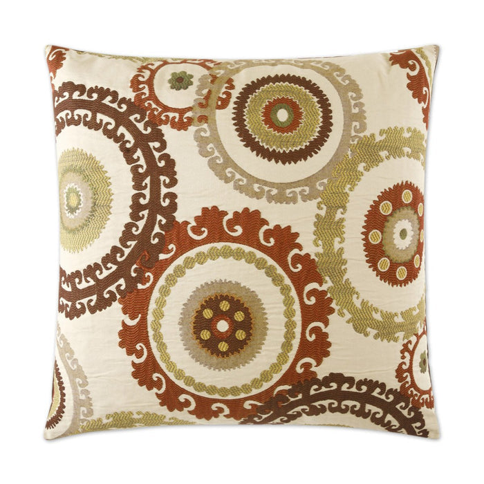 Taraz Pillow in Teak - front view, global-inspired design in rich brown teak tones by D.V. KAP Home