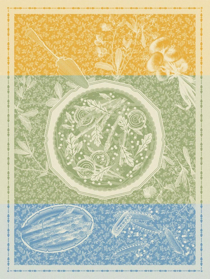 Tarte Printanière Green Tea Towels by Le Jacquard Francais at Fig Linens and Home