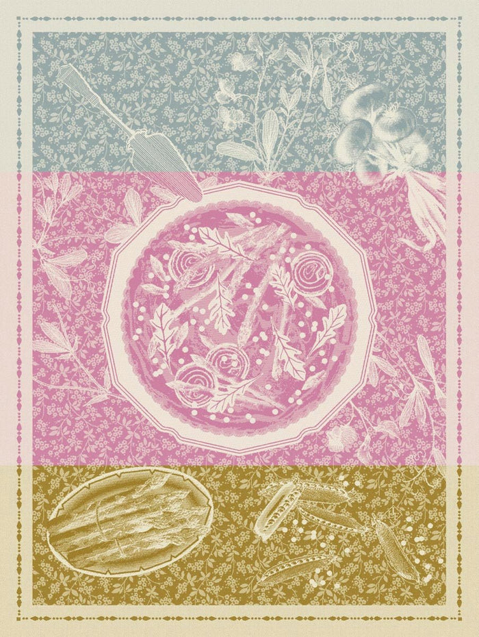 Tarte Printanière Pink Tea Towels by Le Jacquard Francais at Fig Linens and Home