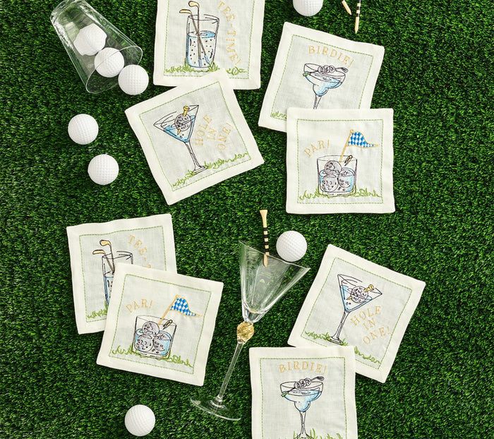Tee Time Cocktail Napkins Set of 8 in a Gift Box by Kim Seybert at Fig Linens and Home - View 1