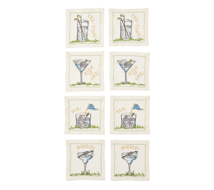 Tee Time Cocktail Napkins Set of 8 in a Gift Box by Kim Seybert at Fig Linens and Home - View 2