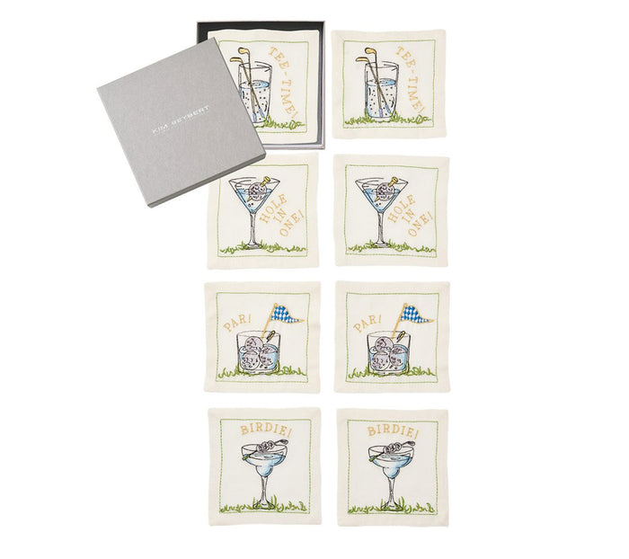 Tee Time Cocktail Napkins Set of 8 in a Gift Box by Kim Seybert at Fig Linens and Home - View 3