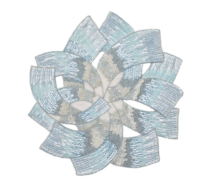 Tidal Placemat in Glacier Blue, Set of 2 by Kim Seybert 17" L x 17" W x 0.3" H - Set of 2 Placemats GLACIER BLUE at FIG LINENS AND HOME 1
