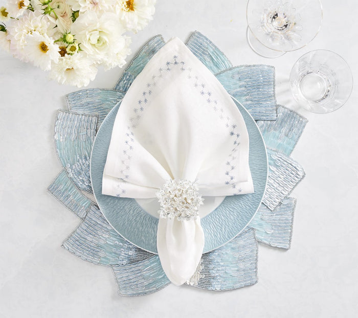 Tidal Placemat in Glacier Blue, Set of 2 by Kim Seybert 17" L x 17" W x 0.3" H - Set of 2 Placemats GLACIER BLUE at FIG LINENS AND HOME 3