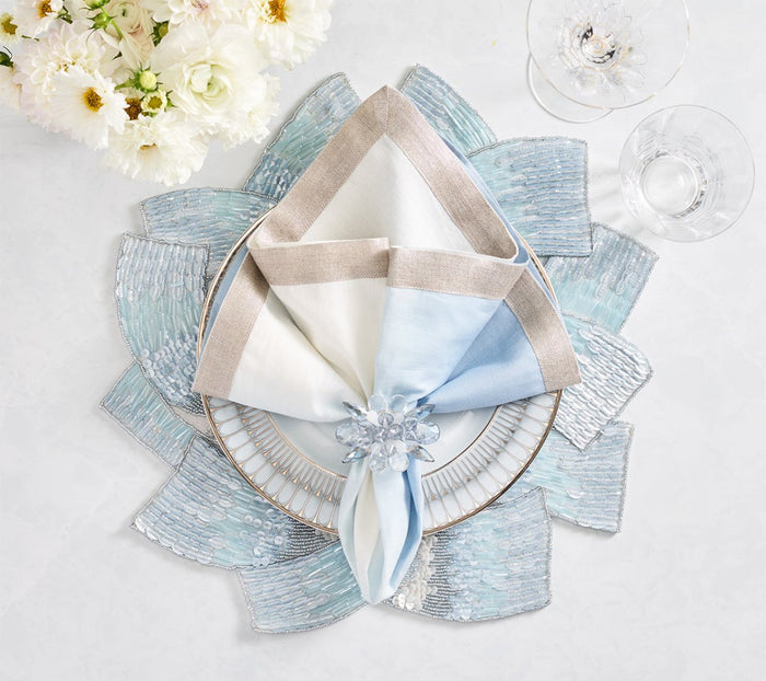 Tidal Placemat in Glacier Blue, Set of 2 by Kim Seybert 17" L x 17" W x 0.3" H - Set of 2 Placemats GLACIER BLUE at FIG LINENS AND HOME 4