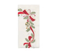 Tinsel Bow White/Red/Green Napkin | Kim Seybert at Fig Linens and Home