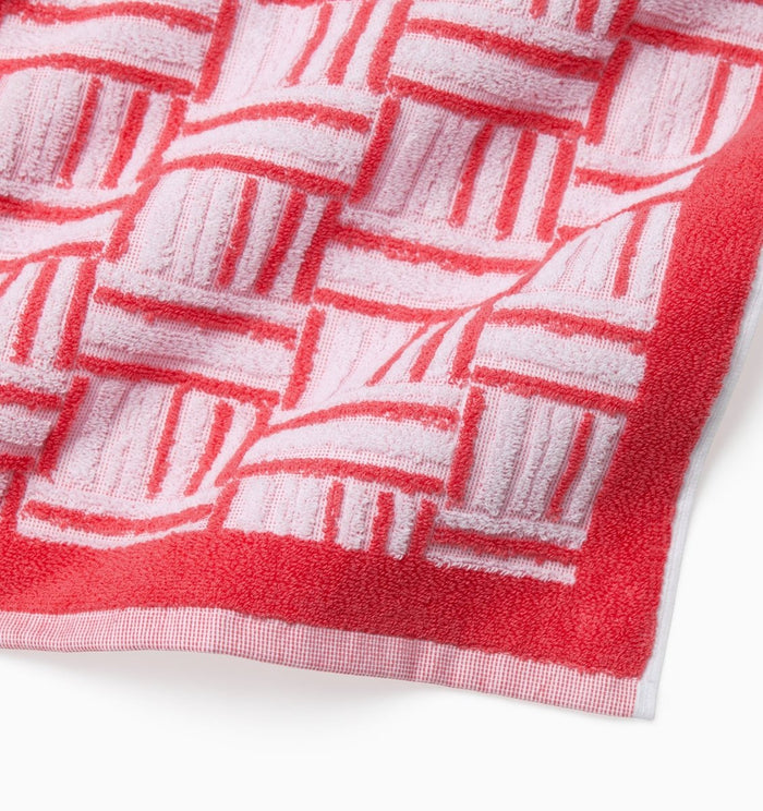 Tirreno Coral Corner Detail of Beach Towel by Sferra Linens at Fig Linens and Home