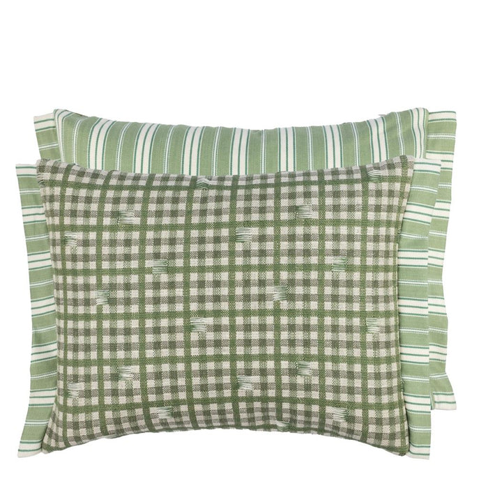 Toile Vichy Emerald Decorative Pillow - Designers Guild at Fig Linens and Home 60