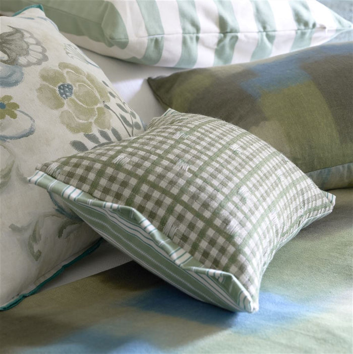 Toile Vichy Emerald Decorative Pillow - Designers Guild at Fig Linens and Home 61