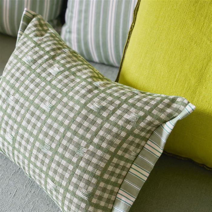 Toile Vichy Emerald Decorative Pillow - Designers Guild at Fig Linens and Home 62