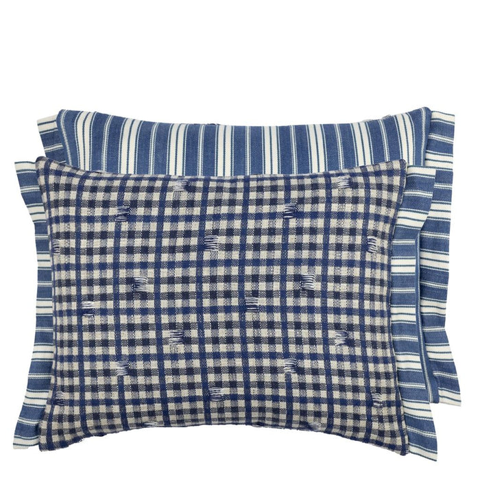 Toile Vichy Indigo Decorative Pillow - Designers Guild at Fig Linens and Home 70