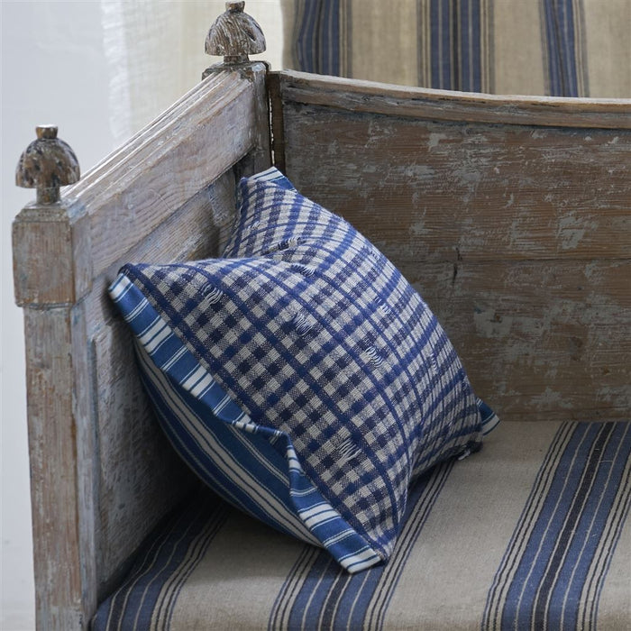 Toile Vichy Indigo Decorative Pillow - Designers Guild at Fig Linens and Home 71