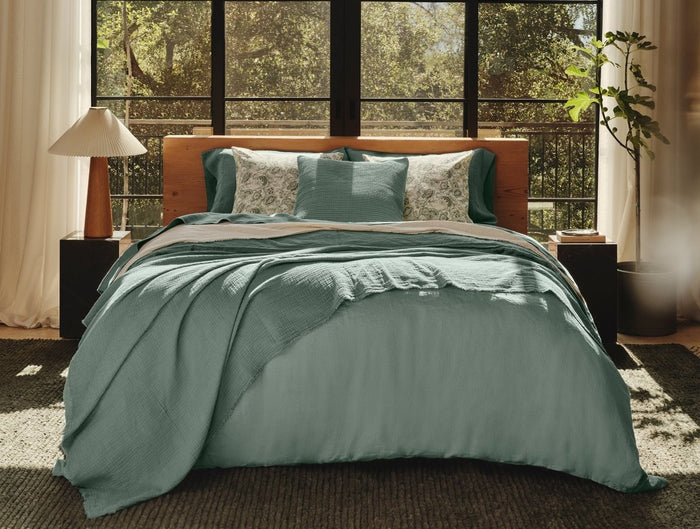 Coyuchi Topanga Juniper Organic Matelasse Blankets | Fig Linens and Home - Lifestyle