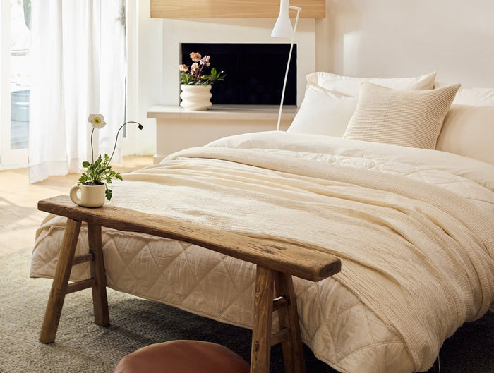 Coyuchi Topanga Undyed Organic Matelasse Featherweight Coverlet | Lifestyle at Fig Linens and Home