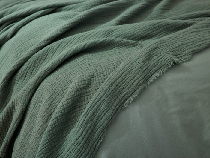 Coyuchi Topanga Juniper Organic Matelasse Coverlet Swatch at Fig Linens and Home 1