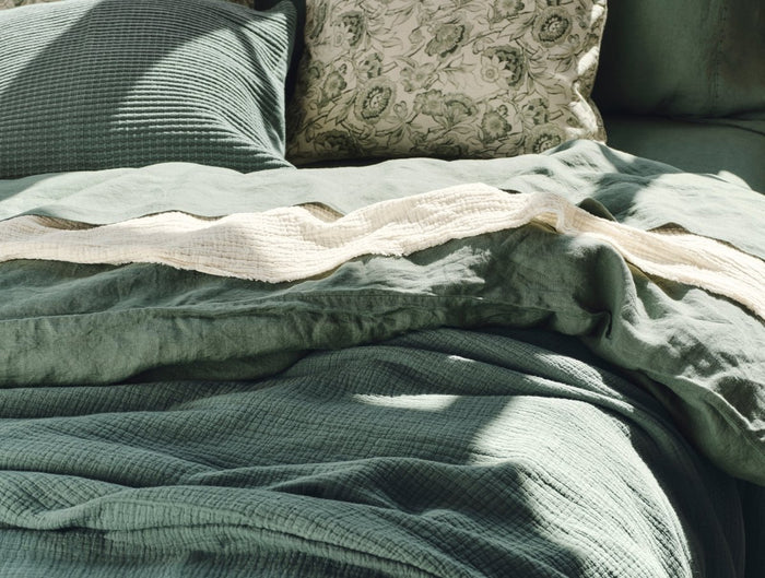Coyuchi Topanga Juniper Organic Matelasse Blankets | Fig Linens and Home 3