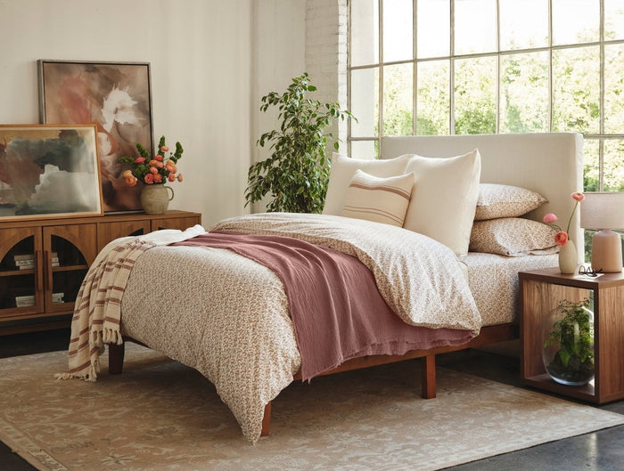 Coyuchi Topanga Plum Blossom Organic Matelasse Blankets | Fig Linens and Home 1