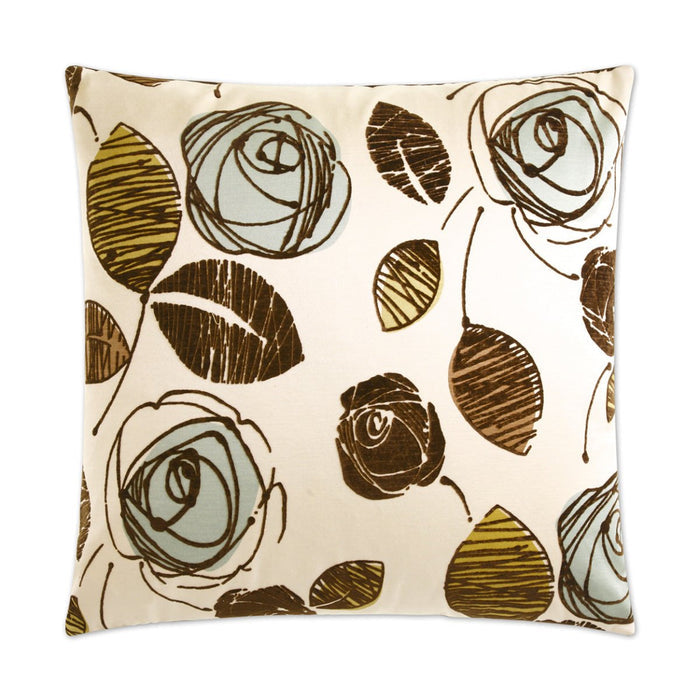 Tory Pillow in Spa - front view, floral turquoise and teal design by D.V. KAP Home