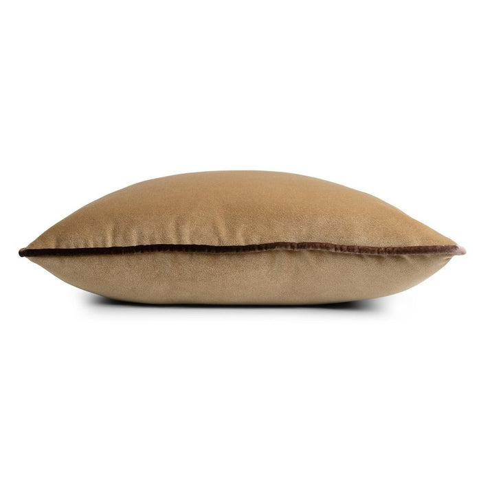 Tranquility Velvet Performance Pillows Sable Kevin O'Brien 20x20 Piping Detail