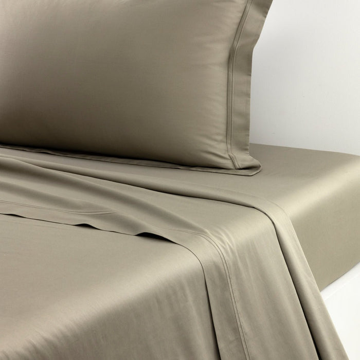 Yves Delorme TRIOMPHE Kaki Flat Sheet Full/Queen at Fig Linens and Home