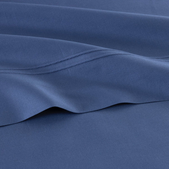 Triomphe Outremer Flat Sheet by Yves Delorme King Flat Sheet Outremer at FIG LINENS AND HOME 2