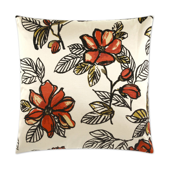 Trixie Pillow in Ebony - front view, floral design in rich ebony black by D.V. KAP Home