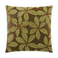 Tropical Leaf Pillow in Green - front view, floral green and brown leaf design by D.V. KAP Home