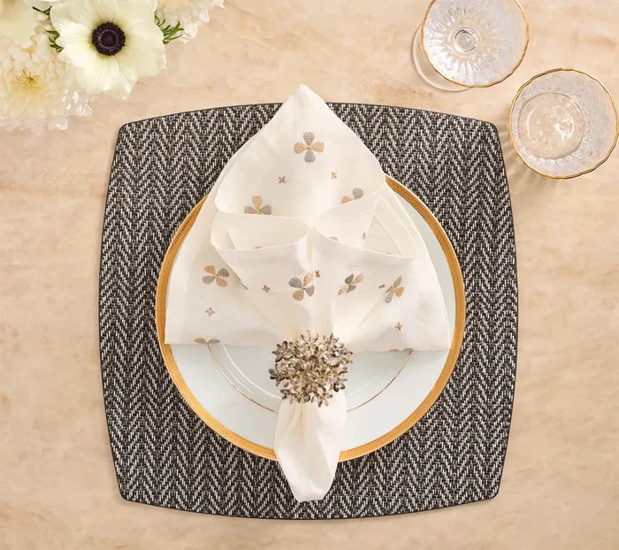 Twill Black/White Placemat Detail 3 | Kim Seybert at Fig Linens and Home